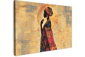 MuchoWow© Canvas Wall Art 47"x31" / 120x80 cm Decor Paintings Prints framed on Canvas Decorations Wallart Woman - Silhouette - Patterns - Elegant
