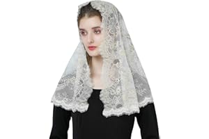 BEAUTELICATE Velo di Pizzo Chiesa Sposa Mantilla Velo Cattolica Sciarpe Scialle di Pizzo Copricapo Foulard Messa In Latino V116
