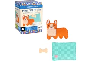 Petit Collage: Mini Craft Kit: Pocket Pet Corgi Dog - Portable Felt Sewing Kit with Precut Pieces, Thread, Stuffing, Child‑Safe Needle & Tin – Screen‑Free Fine Motor Toy for Ages 6+