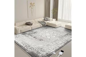 NujorWarm Graphen Elektrischer Heizteppich Weicher Plüsch Beheizbare Teppich Beheizter Fußmatte für Büro Raumheizung Bodenheizung Matte mit Timer Schnelle Heizung Heated Rug 220V 195 * 290cm FS