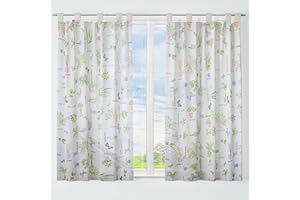 DALINA TEXTIL S.L Dalina Textil -Cortina de Cocina Translúcido con Estampado, Visillo Transparente para Cocina, Comedor, Marco de Puerta 2 Piezas Tejido Gasa Fina 100X140CM