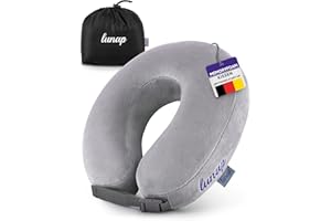 ‎LUNAP lunap Reisekissen Flugzeug | Nackenkissen Memory Foam flauschig + waschbar | Nackenhörnchen Erwachsene | Nackenkissen Flugzeug, Auto | Travel Pillow Neck GRAU | Flugzeug Kissen Flugzeug