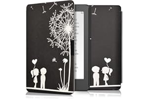 kwmobile Étui Compatible avec Kobo Aura Edition 2 Coque - Étui à Rabat magnétique Tablette eReader Similicuir - Blanc-Noir