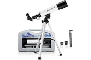 Aomekie Telescopio per Bambini 50/360 Telescopio Astronomico Rifrattore con un Valigia Treppiede e Mirino Regalo di Natale