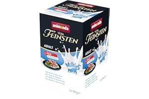 animonda Vom Feinsten Milkies Adult karma dla kotów, mokra karma dla dorosłych kotów, z wołowiną w sosie mlecznym, 6 x 100 g