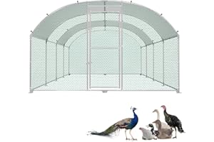 LZQ Kurnik dla kurników z wolnym wybiegiem, 3 x 8 m, ocynkowany metal, klatka dla zwierząt domowych, kurnik z ochroną przed słońcem, dach i drzwi, wybieg dla kur, zajęcy, małych zwierząt