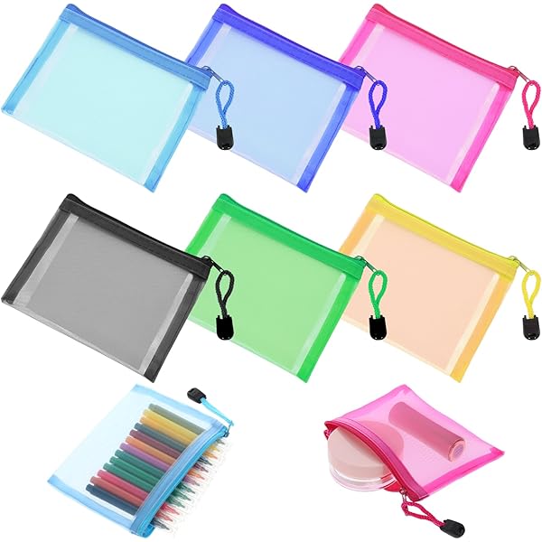 TIESOME 3 Stück Netztasche Für Make Up Pinsel, Stifte Mäppchen Klein Ästhetische Nylon Netz Reißverschlusstaschen Tragbare Mehrfarbige Kosmetiktasche Für Reisen Zuhause Büro Zubehör Organizer