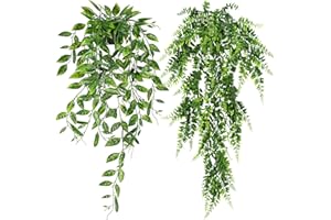 NANQWIN 2 Pack Artificial Plants Fake Plastic Greenery Shrub Bushes UV Resistant Plants Plastic Wheat Grass for Indoor Outdoor Home Garden Decoration (Shurb 10)