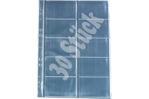 Herlitz 5894209, confezione da 10 buste porta biglietti da visita trasparenti in formato A4 con 10 scomparti, 30 pezzi, 1