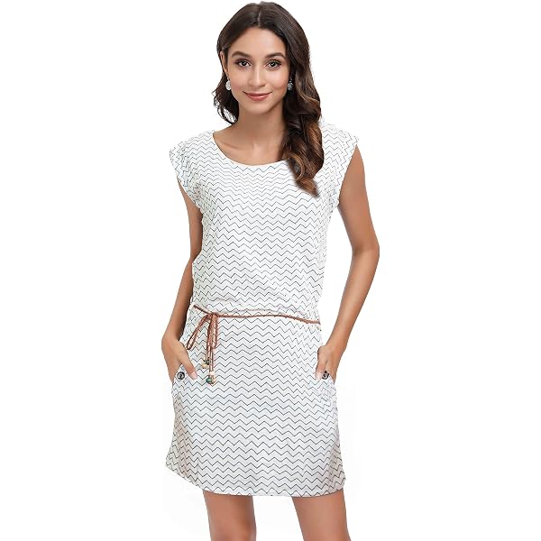 Robe Ragwear Bleu Et Blanc Manches Courtes - Taille 46, Occasion Très Bon état, Style Décontracté