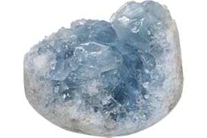 mookaitedecor Natural Celestite Healing Crystal Cluster Specimen Rock Mineral, Reiki Energy Gemstone Small Raw Rough Blue Crystal Gift with Box Meditation Blue Room Decor(75-150g), Length 40-65mm