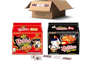 SAMYANG top two pollo picante ramen caliente fideos buldak variedad 10 pack (5 cada uno: hek nuclear, original)