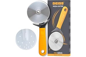 Deiss Pro Hochleistungs-Pizzaschneider mit Randschneider – Scharfes, glattes Pizzaschneider Rad aus Edelstahl mit leicht zu greifendem, rutschfestem Griff, spülmaschinenfest