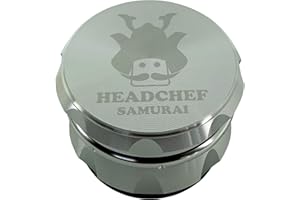 Headchef Samurai Metal Herb Grinder with Sifter Scraper , 55mm, Silver