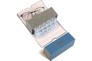 Flutesan Contact Lens Case, Leather, Blue, Double Sided Portable 2 in 1 Contact Lens and Eyeglass Case for Travel Outdoor Daily Use