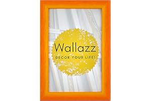 Wallazz Cornice Portafoto in Legno Pregiato - Made in Italy - Vetro Sintetico Infrangibile Crilex - Disponibile in Diverse Varianti - Design Italiano e Qualità Artigianale, 25x35cm Arancione/Giallo