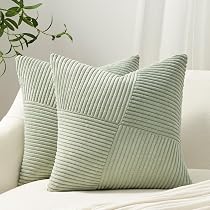 Set Di 2 Federe Per Cuscino 45x45 Cm - Stampa Floreale Vintage Verde Salvia E Crema, Con Cerniera, Per Divano E Letto