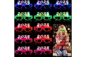 Itoyx 12Pcs 2025 LED Light up Glasses, New Year Glow in the Dark Party Supplies LED Glasses, Colorful Flashing Fancy Party Eyeglasses for Kids Adult Favors Decorations
