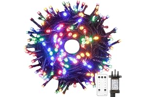 Tacobey Christmas Tree Lights Mains Powered - 33ft/10m 100 Led Fairy String Lights with Plug/Remote/8 Modes/Timer, Waterproof Lights for Indoor Outdoor Xmas Decorations (Multicolor)