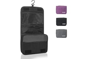 GRANTOP Kosmetyczka do zawieszenia, składana kosmetyczka, składana, podróżna kosmetyczka z uchwytem do noszenia, torba na pranie dla mężczyzn i kobiet, czarny, L, Kosmetyczki