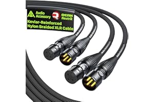 AA AUDIO ACCESSORY XLR Kabel 2M 2 Stück, Goldbeschichtete Neutrik REAN Stecker, Mikrofonkabel mit Kevlar-verstärktem Nylon-Geflecht, Alu- & OFC-Doppelschirmung, für Shure