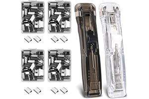NTGRTY Grapadora 2 unidades Push Clip Grapadora reutilizable Creative Stapler Mini Push Grapadora con 200 Unidades Reutilizables Grapas Dispensador de Grapas para Oficina Hogar Material Escolar