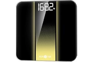 Báscula de baño digital RunStar, báscula de alta precisión, con pantalla LED retroiluminada, precisa con vidrio templado de 6 mm, 180 kg/400 lb