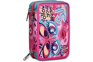 SJ GANG STYLE JAM GANG Facce Astuccio 3 Zip, Bambine e ragazze, Rosa, Taglia Unica