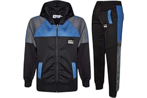 A2Z 4 Kids Boys Girls Tracksuit Sports Jogging Suit A2Z Original Badged Mesh Panel Top Bottom Set Zip Up Hoodie Athletic Children PE School Training Workout Outfit Running Jogger Sportswear Activewear