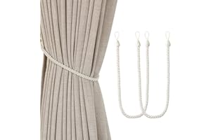 Vankra Una coppia di stile pastorale Tiebacks tende due colori Cordino Accessori per la casa (bianco)