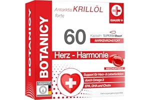 ‎BOTANICY Omega 3 Krillöl Kapseln - 60 Stück - Antarktis Krillöl Forte - Für Herz und Leber - Superba Boost™ Omega 3 Öl aus Krill - Omega-3-Fettsäuren DHA & EPA, Astaxanthin & Cholin