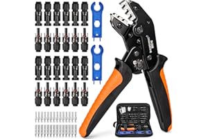 CNAUO Juego de Herramientas de Crimpado Solar para 2,5/4/6 mm²,12 pares conectores macho hembra,14 pares de Conectores fotovoltaicos，1 Alicate De Engaste,2 llaves inglesas
