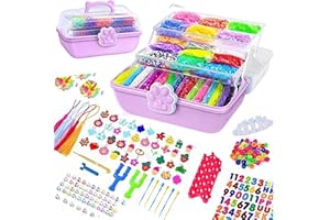 CRAFTIES 17000+ Loom Band Kit - 32 Vibrant Colors Loom Bands, Bracelet Making Set with Charms, Tools & 3-Layer Storage Box – DIY Arts & Crafts Gift for Girls & Boys