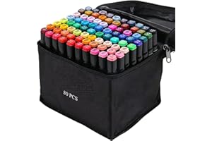 MAQETARA PRODUCTS 80 Dual Twin Tip Farben Filzstifte Set Dual Pen Alkohol Marker Set Stifte mit Dicker Schräger & Feiner Spitze Malstifte für Kinder, Permanent FIlzstift Marker Coloring inkl. Tragetasche