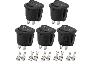 5 st vippbrytare, vippbrytare, 12 V, KFZ-strömbrytare, 12 V, på/av med 10 kontakter, mini vippbrytare, 2-polig ministrömbrytare för installation i husbil, båt och hushållsapparater