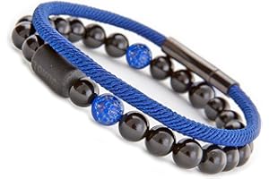 18KORA Pulseras Hombre | Turmalina Negra Piedra Natural | Regalos para hombre | Pulsera todos Elástica con Piedras Naturales y Pulsera Hombre Cuerda Náutica | Productos Elegibles | Monedero PVC incluido