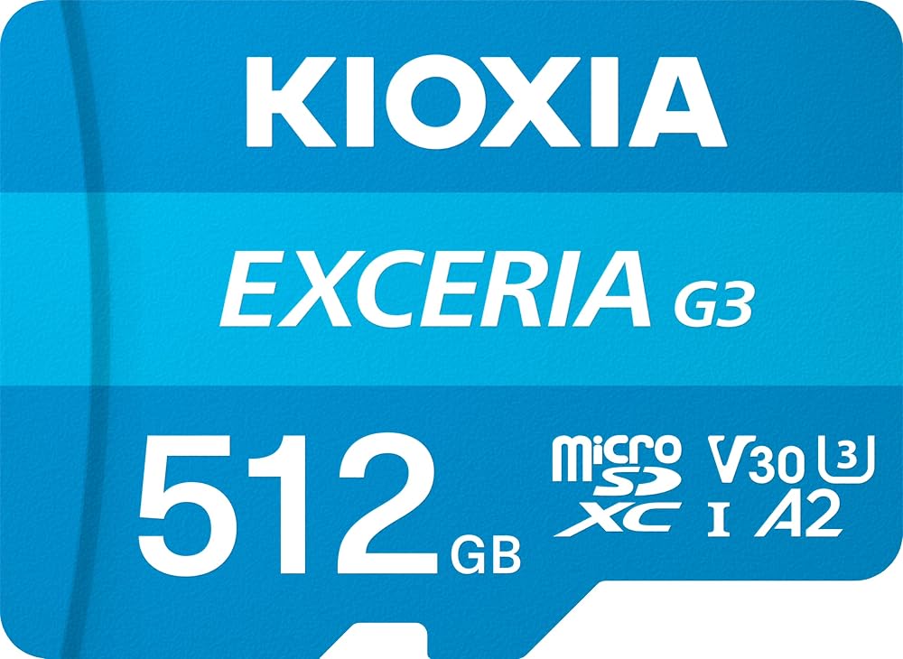 KIOXIA EXCERIA G3 512GB microSDXC Hafıza Kartı – UHS-I U3 V30 C10 A2, 160/50MB/s'ye Kadar, 4K
