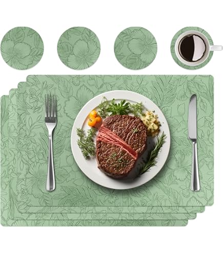 BWK Stevige Ronde Placemat - Tulpenveld met Molen in de Verte - Set van