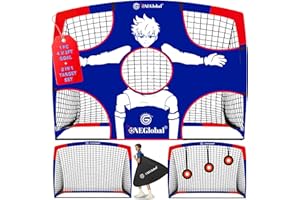 ONEGLOBAL Popup Football Goals with Carry Case | Portable Goal with Net for Garden | Upgraded, Durable & Robust Materials | Football Training Equipment & Gifts