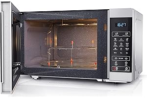 SHARP YC-MG81EW Microonde Con Grill da 28 litri, Controllo Digitale, Microonde: 900 W, Grill: 1100 W, 11 Livelli di Potenza, Girevole, Blocco bambini, Funzione ECO, Colore Bianco.