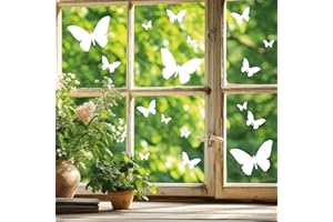 ‎WANDTATTOO LOFT Wandtattoo Loft Fensterbilder Frühling Selbstklebend mit Schmetterlingen – 20 weiße Sticker & Wiederverwendbar – Deko Frühling, Frühlingsbild Fenster, Fensterdeko Frühling, Fensterbilder Ostern