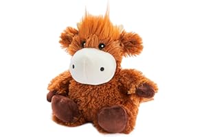 Warmies Borsa di Grano di Mucca delle Highlands Microonde, Orsacchiotto ponderato per ansia e relax leggermente profumato con lavanda francese, peluche caldo o freddo, misura Junior