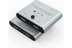 ARLEEDYN Bidirektionaler 8K USB C Switcher USB C Switch 2 in 1 Out / 1 in 2 Out - Typ C KVM Switch Splitter für 8K@60Hz/4K@120Hz Videoübertragung + 100W Aufladen + 10Gbps Daten, mit Ladekabel