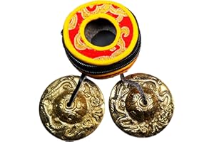 Gandhanra Tibetan Tingsha Glocke mit schönem Fall, für Klangheilung, Yoga, Meditation, Achtsamkeit -Fingerzimbeln,Hand auf Ton eingestellt,Handgemacht in Nepal(Drachen)