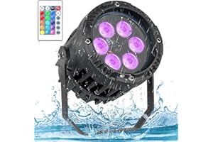 PUZILOZA 6 x 3W IP67 Wasserdichtes Par Licht, RGBW 4 in 1 LED Discolicht Partylicht mit Fernbedienung, für Outdoor-Auftritte, DJ Show, Party, Bar, Bühnen, Festivalauftritte