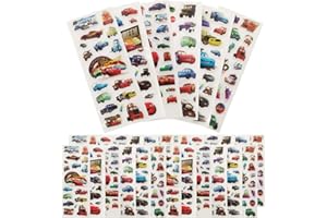 MIZT Cars 3D Aufkleber für Kinder & Kleinkinder, 500+ Geschwollen Stickers, Lightning McQueen 3D Sticker für Fahrrad Skateboard Gepäck Laptop Aufkleber, Geeignet für Erwachsene Kinder(30 Bogen)