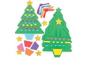 Baker Ross FE912 Christmas Tree Weaving Kits - Pack of 6, Introductory Sewing for Beginners, Make Your Own Christmas Decoration, Ideal Kids Arts and Crafts Project