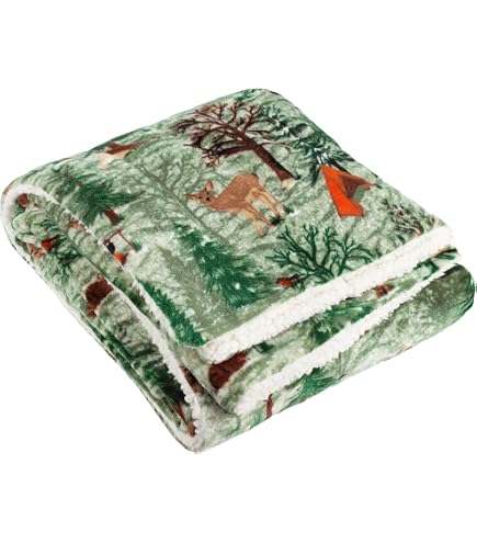 Plaid Polaire Sherpa Botanical Motif Fantômes Et Fleurs - 130x180 Cm, Recto Polaire Doux, Verso Sherpa