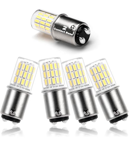4 Ampoules LED BA15D 6V Blanc - Remplacement Feux Arrière Voiture, Camping-car, Bateau | 12 SMD 3014
