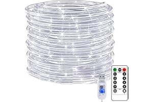 KINGCOO Rope String Lights USB Powered, Waterproof 20M 200LED Copper Wire Tube Pipe Fairy Lights with Remote Timer for Outdoor Indoor Garden Wedding Christmas Party Camping Tent Decoration(White)
